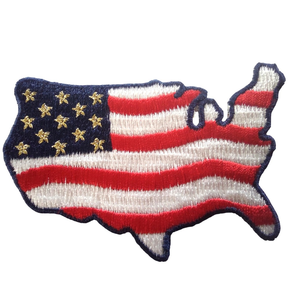 USA Map Patch Embroidered‎ American Flag United States of America Patriotic
